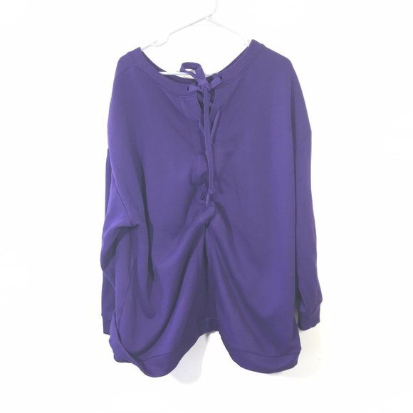 Fabletics Size 3x Womens Purple Long Sleeve Tie Front Pullover Sweatshirt - Picture 1 of 4